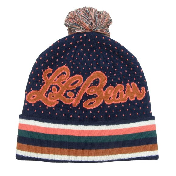 L.L. Bean Accessories - L.L. Bean Pom Beanie Cap Unisex One Size Fit Navy Multi NEW